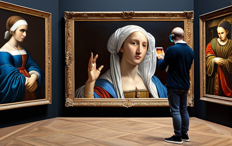 **Digital art exhibition featuring augmented reality interactive classic paintings, highlighting innovative funding strategies like NFTs and brand partnerships.**