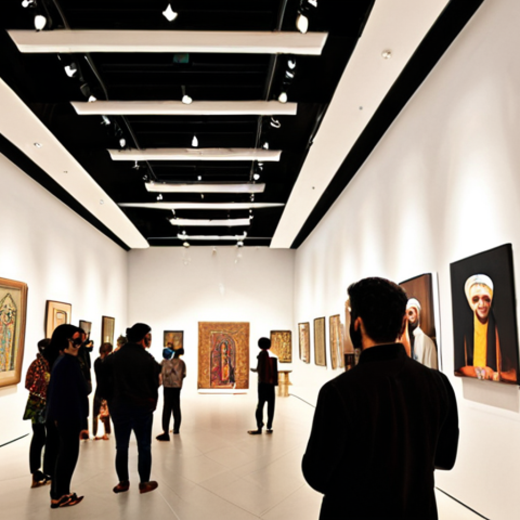 **Prompt 1: "The Heart of Cultural Events"**
    A vibrant, professional event organizer with a warm, confident smile, of Arabic descent (male or female), standing amidst a beautifully lit art exhibition or cultural performance. They are surrounded by a diverse, engaged audience (reflecting Middle Eastern demographics) interacting with various art forms—paintings, sculptures, or a live stage. Subtle elements of meticulous planning, like a digital tablet showing a creative layout, are visible. The setting is a modern cultural center or gallery, blending contemporary design with elegant Arabic architectural motifs, emphasizing connection, inspiration, and the seamless fusion of creativity and execution. The atmosphere is lively and sophisticated, reflecting the joy of cultural exchange.