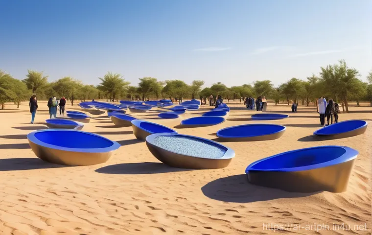 미술문화기획사의 주요 직무 적성 테스트 - **Prompt:** A vibrant, modern art gallery in a bustling Middle Eastern city, showcasing an exhibitio...