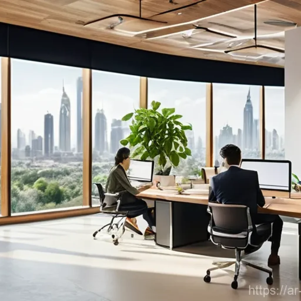 미술문화기획사의 동기부여 방법 - **Prompt:** A vibrant, modern open-plan office space bathed in warm, natural light, designed with a ...