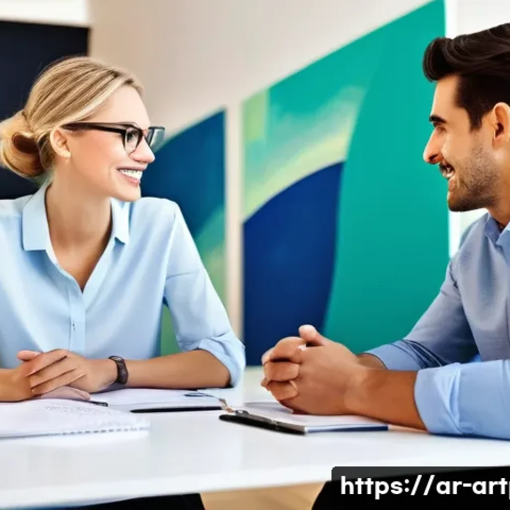 미술문화기획사의 고객 요구 사항 분석 방법 - **Prompt 1: The Art of Empathetic Listening**
"An image depicting a female cultural planner, in ...