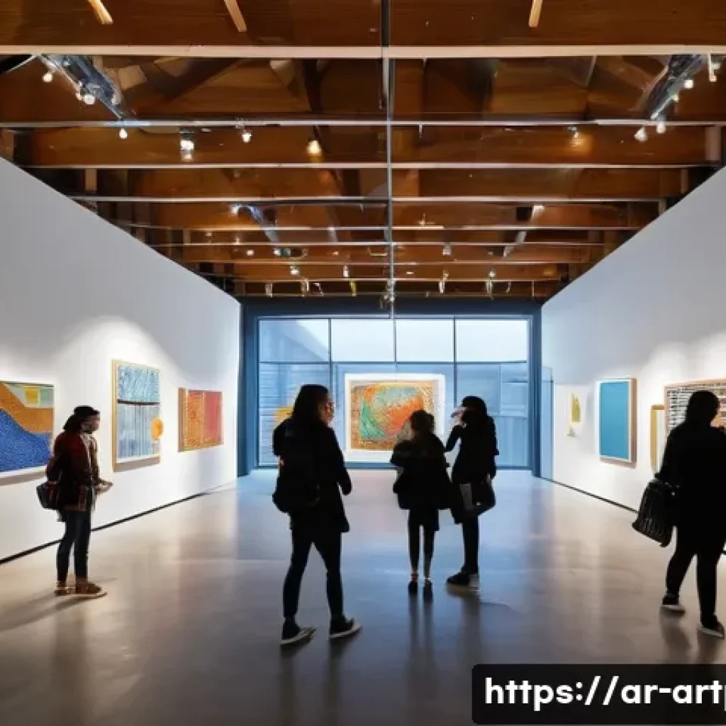 미술문화기획사의 지속 가능한 전시 기획 사례 - **Prompt: A bustling, vibrant art exhibition in a modern, sustainably designed cultural center. The ...