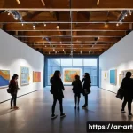 Home 21 미술문화기획사의 지속 가능한 전시 기획 사례 - **Prompt: A bustling, vibrant art exhibition in a modern, sustainably designed cultural center. The ...