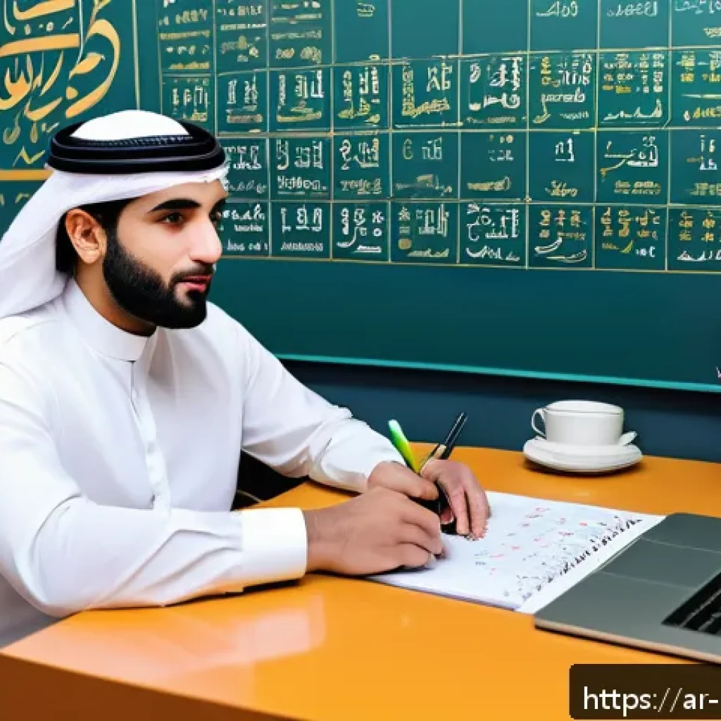 미술문화기획사의 주요 자격증 합격률 비교 - A professional Arab man in his early 30s wearing smart casual attire, sitting at a modern desk in a ...