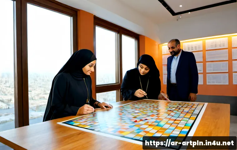 미술문화기획사의 업무 혁신 사례 연구 - Photorealistic art and cultural planning agency in a contemporary Gulf city, diverse Arab creative t...